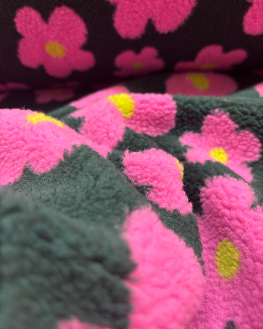 Floral Teddy Fleece Green/Pink