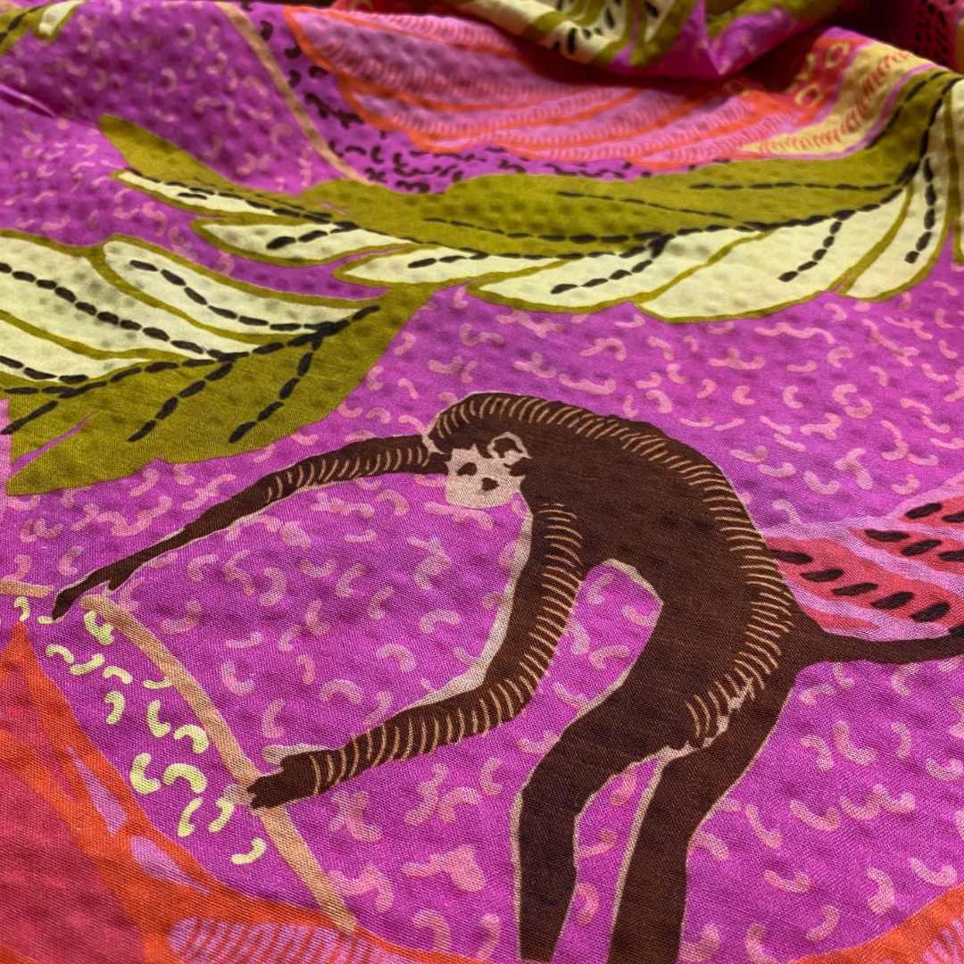 Monkey Tropics Cotton & Viscose Seersucker | Fabric Godmother