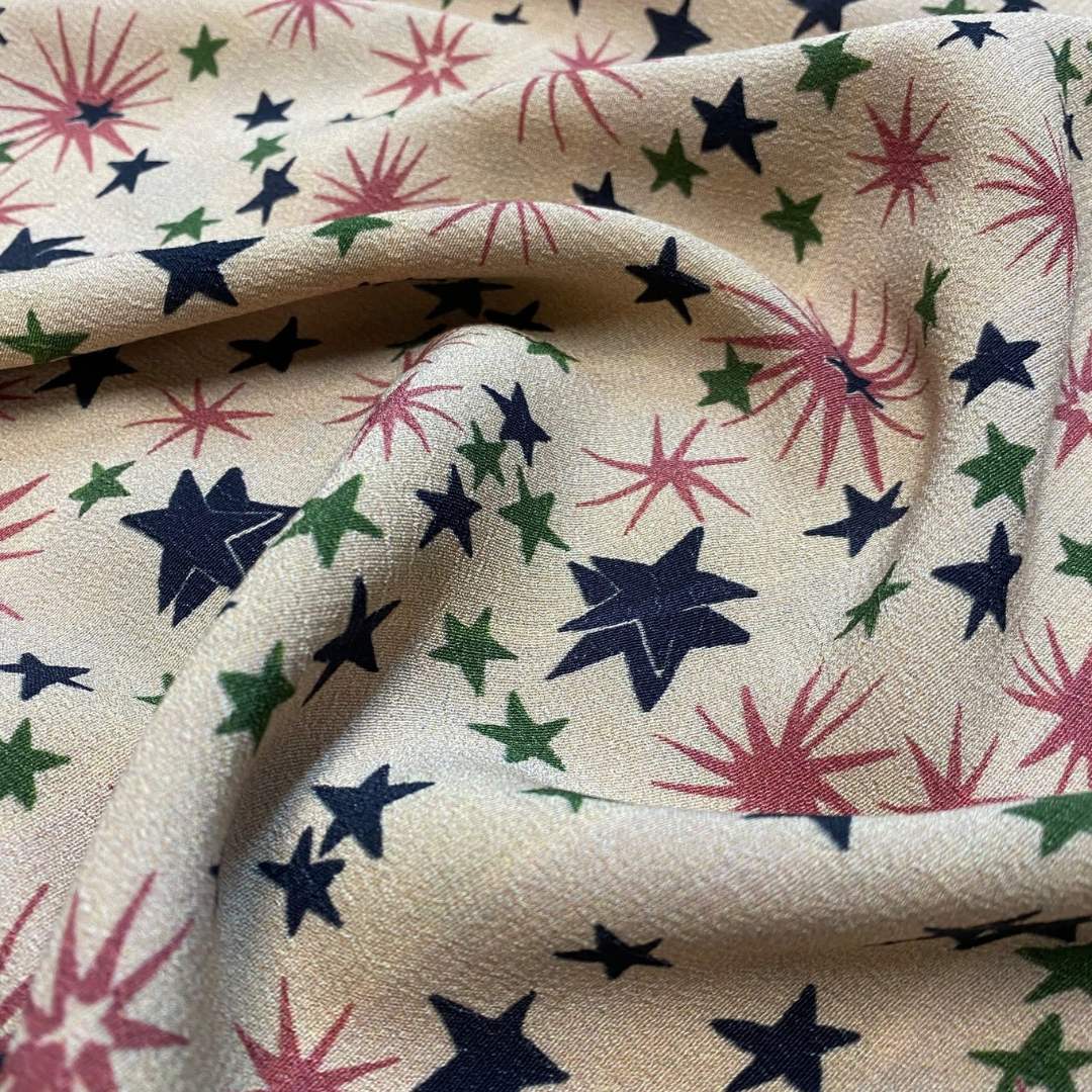 Cosmos Star Print Viscose Crepe | Fabric Godmother