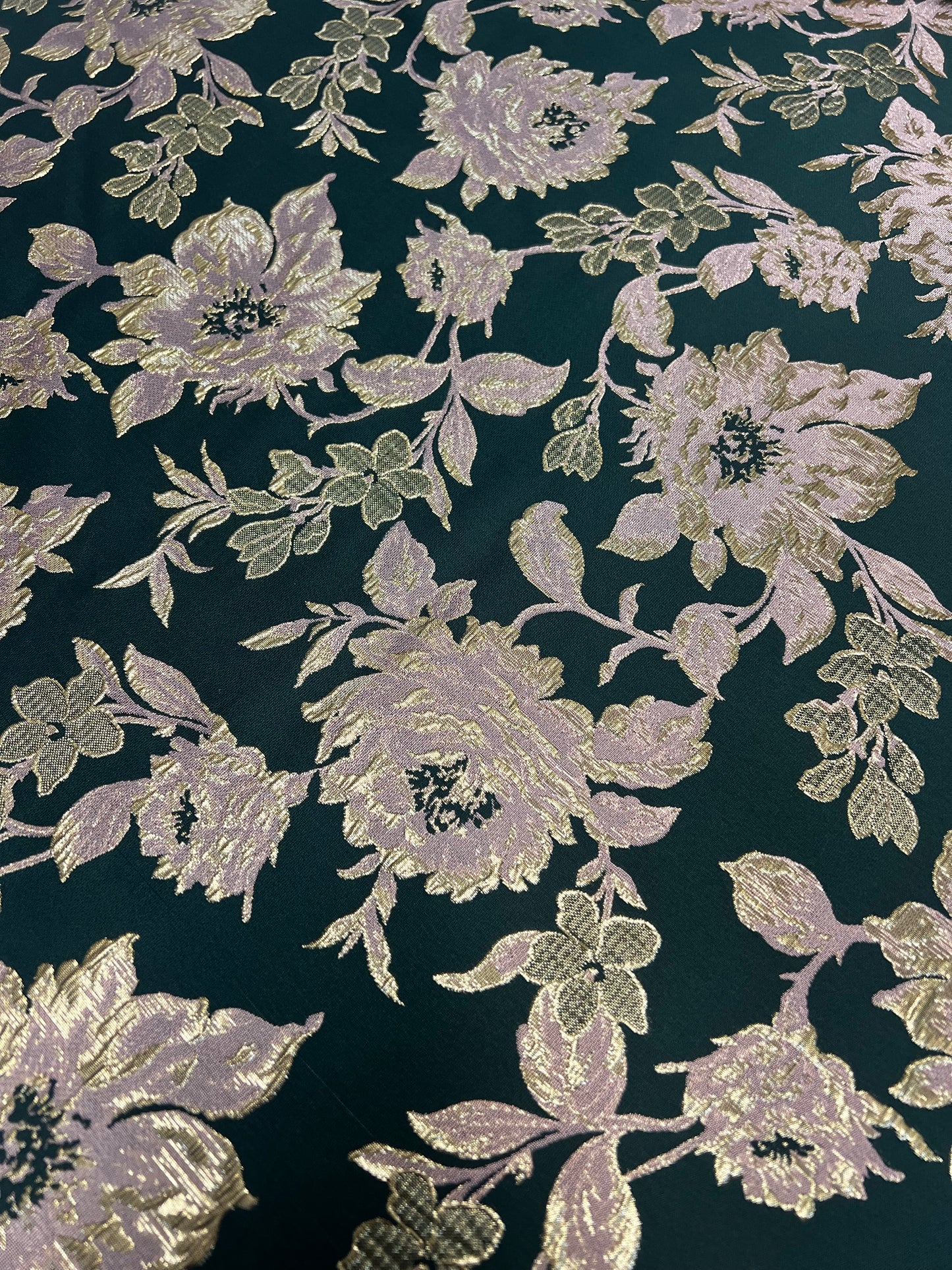 Emerald Green & Pink Brocade