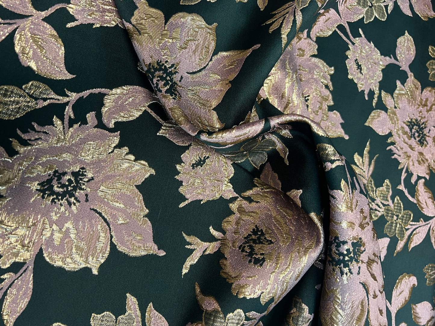 Emerald Green & Pink Brocade