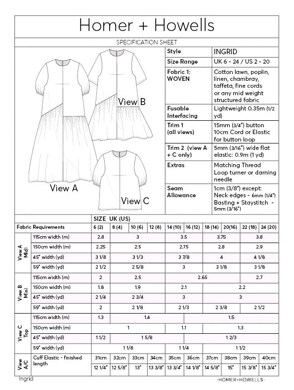 Homer and Howells Ingrid Dress Pattern