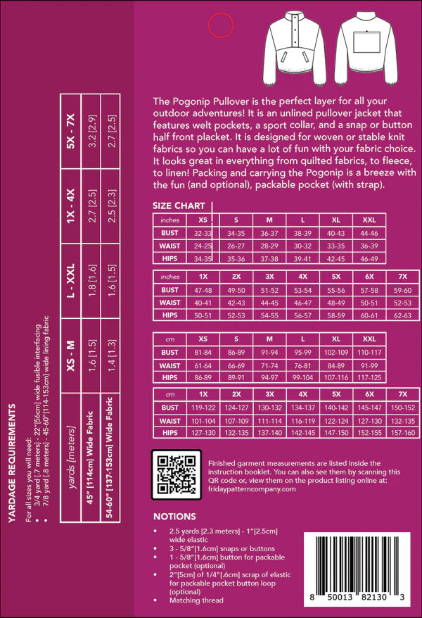 Friday Pattern Company - Pogonip Pullover Paper pattern