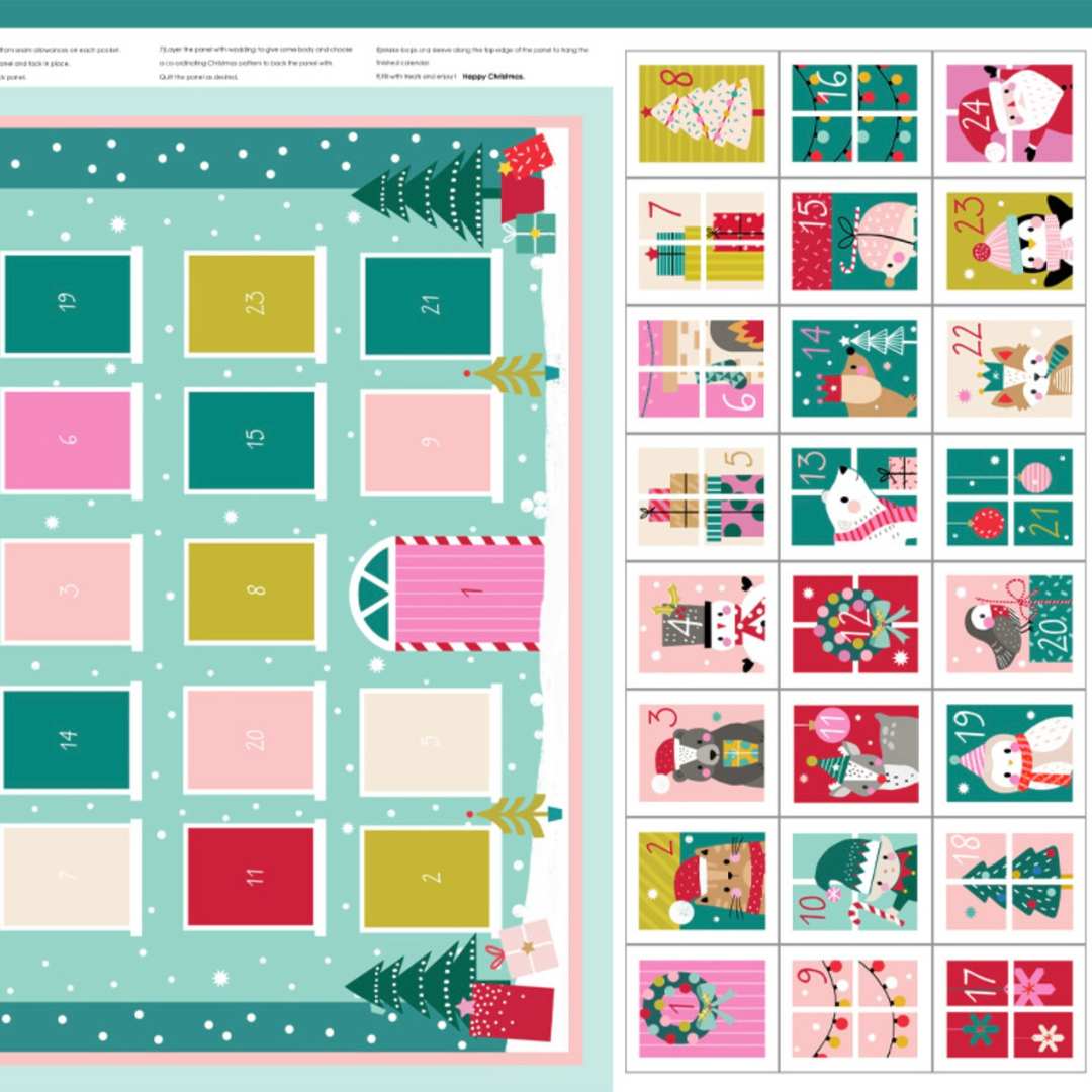 'Advent House' by Wendy Kendall | Quilted Advent Calendar Panel