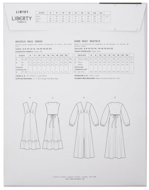 Liberty | Beatrix Maxi Dress Paper Pattern
