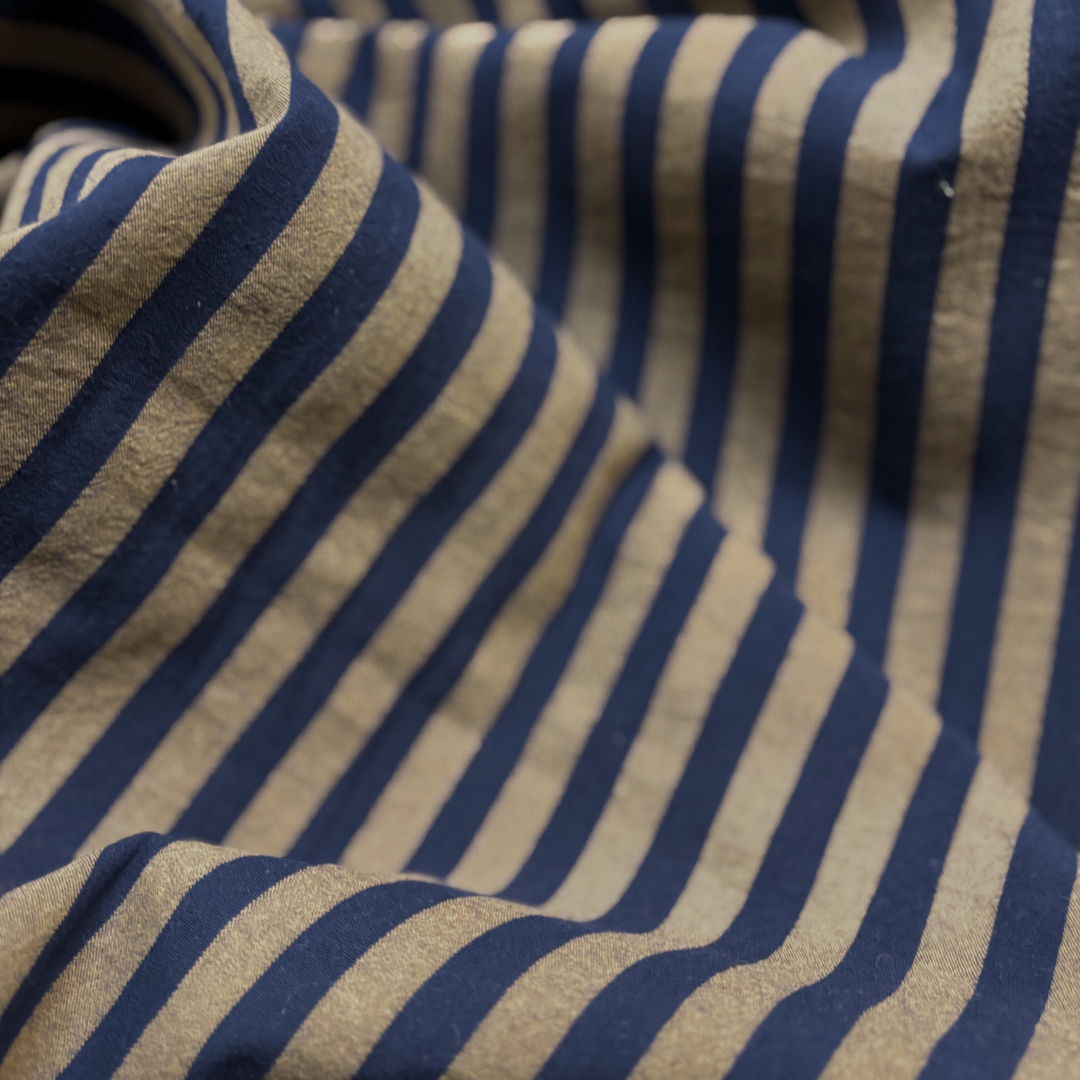 Cotton Yarn Navy Stripe | Remnant 137cm