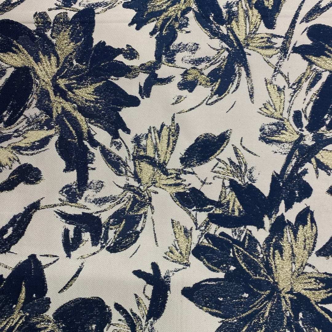 Champagne & Navy Brocade