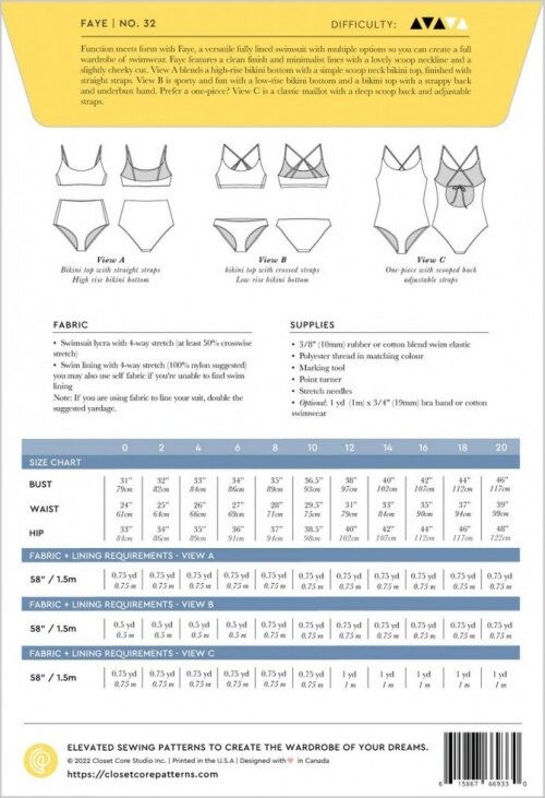 Closet Core | Faye Swimsuit Paper Pattern