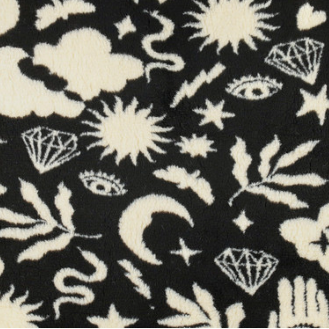 Fabric Godmother | Rune Sherpa Fleece - Black & Ivory