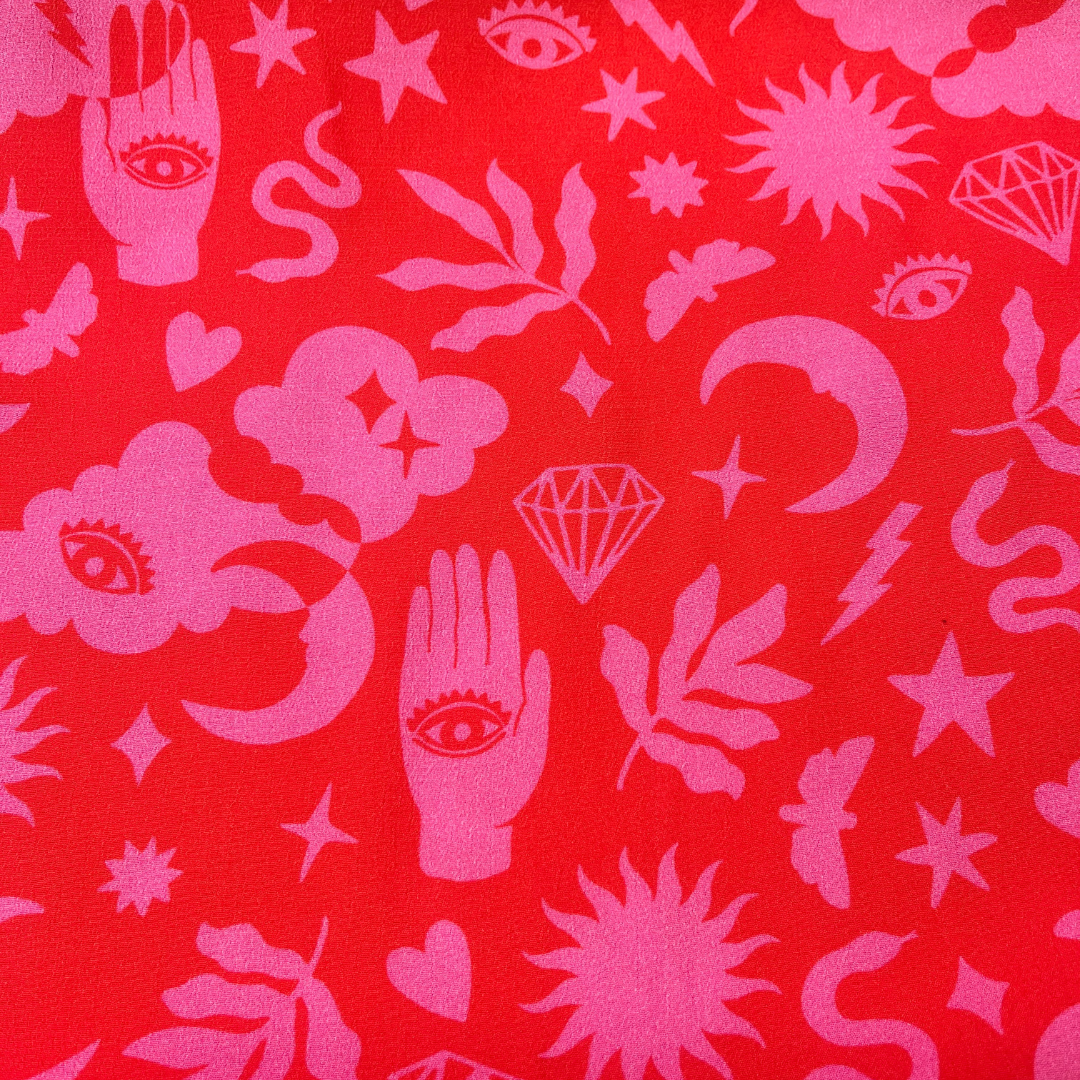 Fabric Godmother | Rune Viscose Crepe - Pink & Red