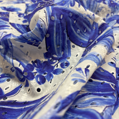 Printed Blue Broderie