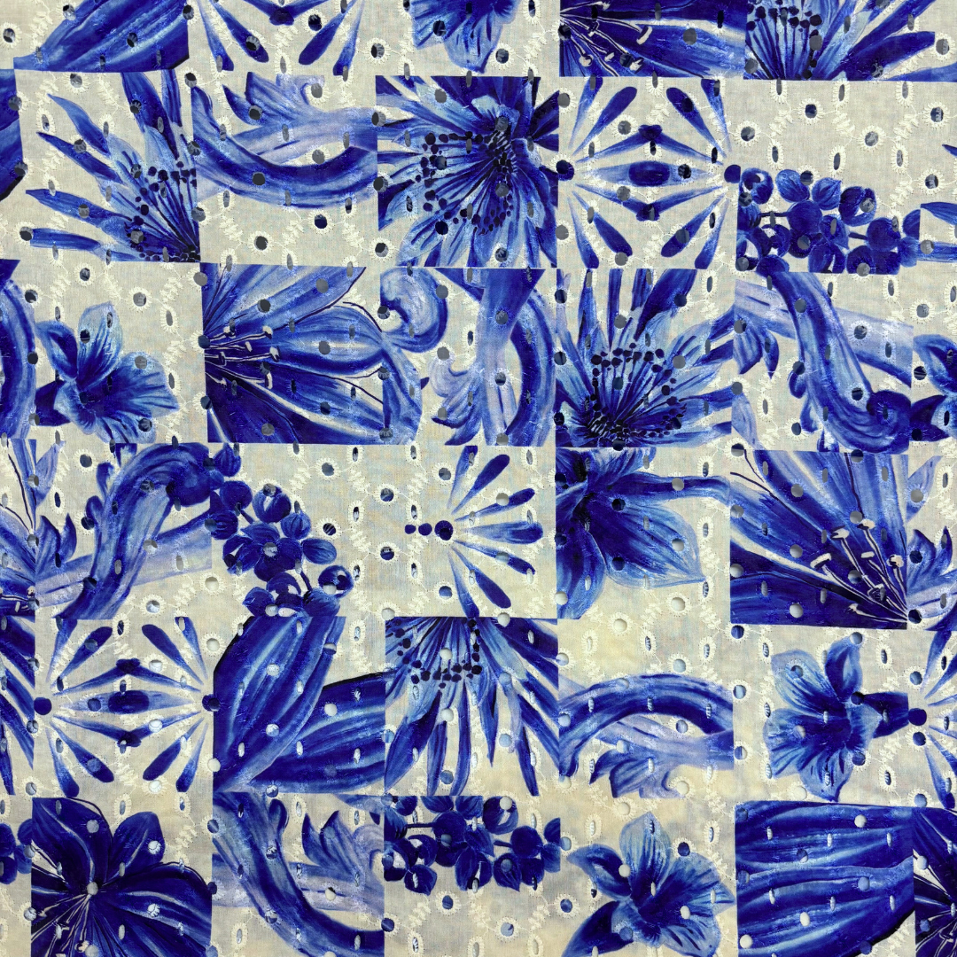 Printed Blue Broderie