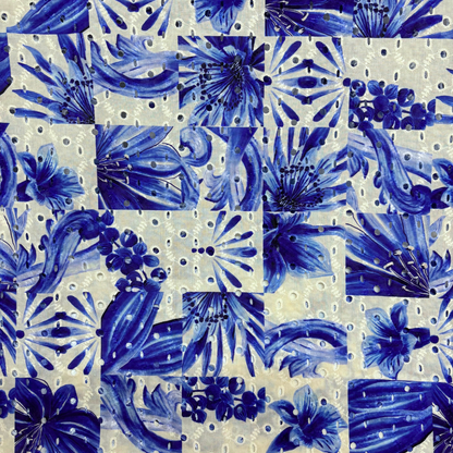 Printed Blue Broderie