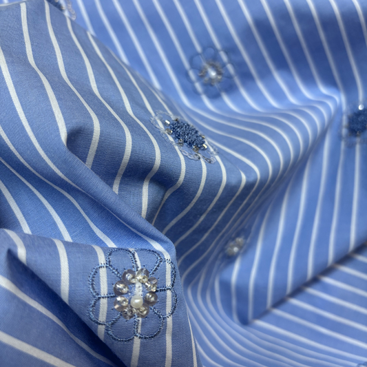 Cotton Stripe Sequin Flowers