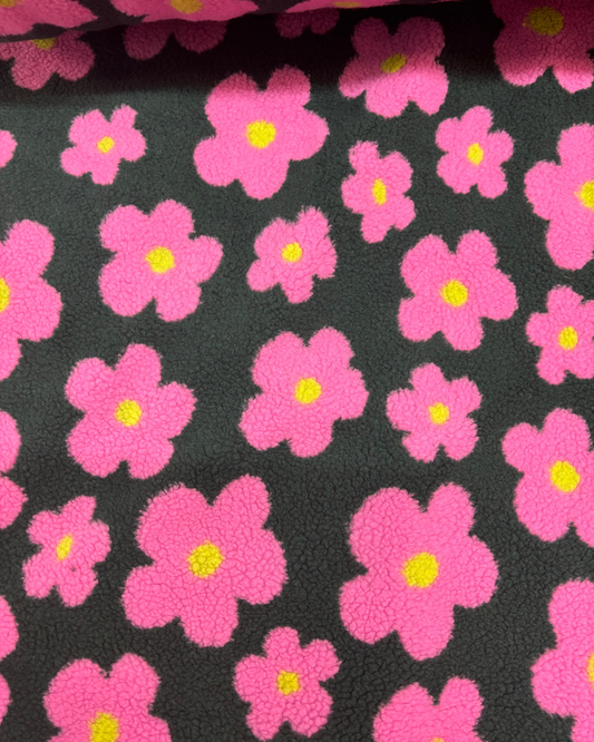 Floral Teddy Fleece Green/Pink
