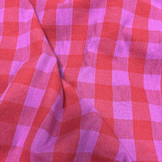 Yarn Dyed Pink/Red Cotton Check