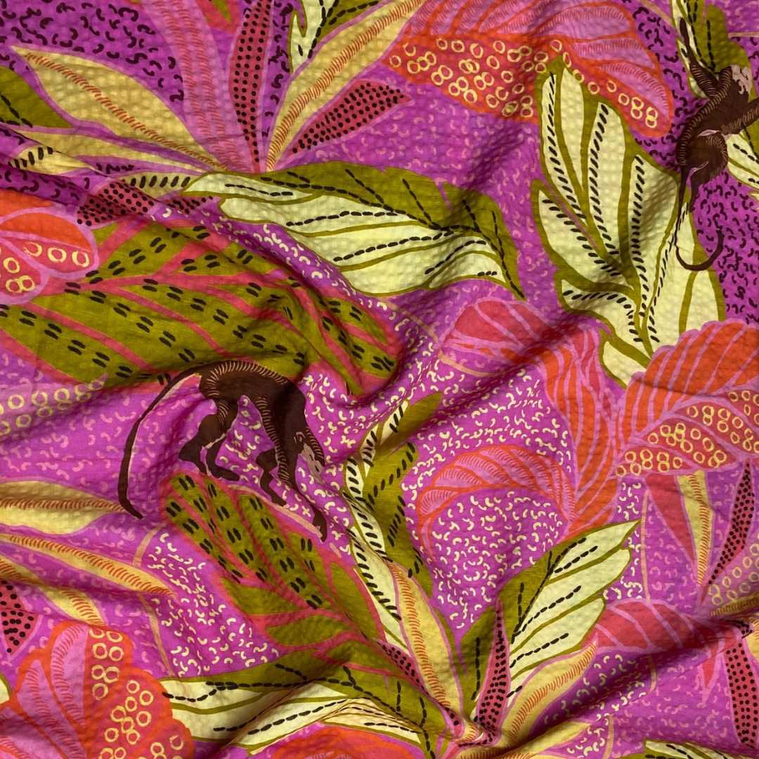 Monkey Tropics Cotton & Viscose Seersucker | Fabric Godmother