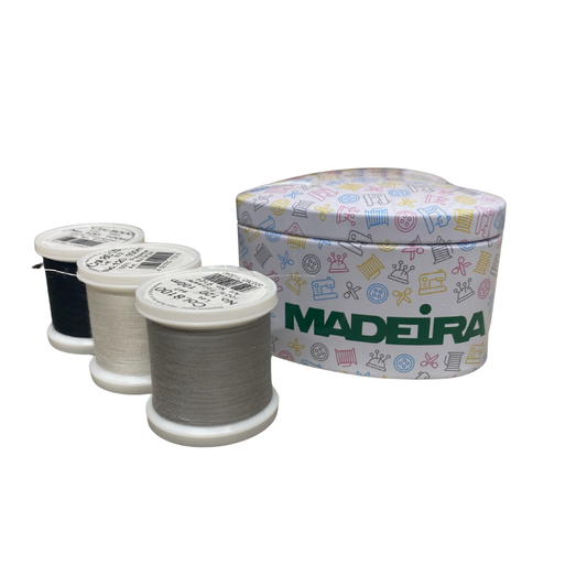 Madeira thread heart tin