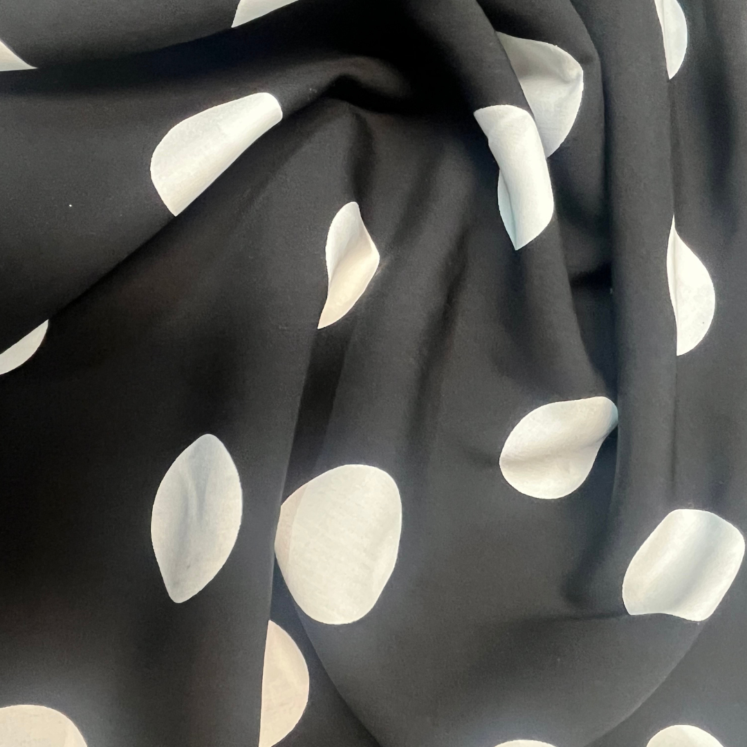 Black & White Viscose Polka Dot
