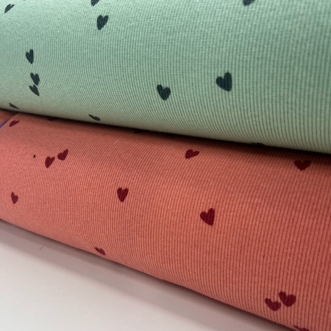 Heart print Rib Jersey | 2 Colours