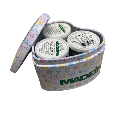 Madeira thread heart tin