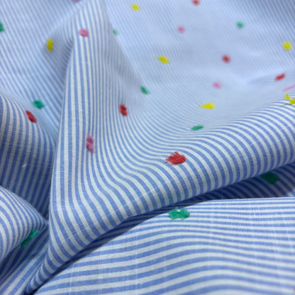 Cotton Stripe Dot Dobby
