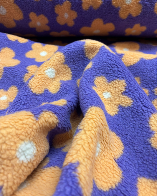Floral Teddy Fleece Lilac/Orange