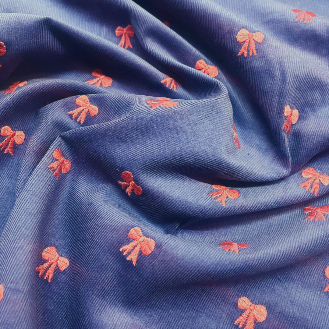 Embroidered Bow Babycord