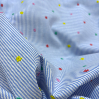 Cotton Stripe Dot Dobby