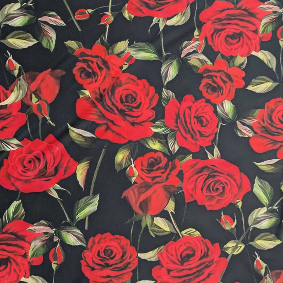 Red Roses Lycra Swimwear Fabric | 2 Colours!