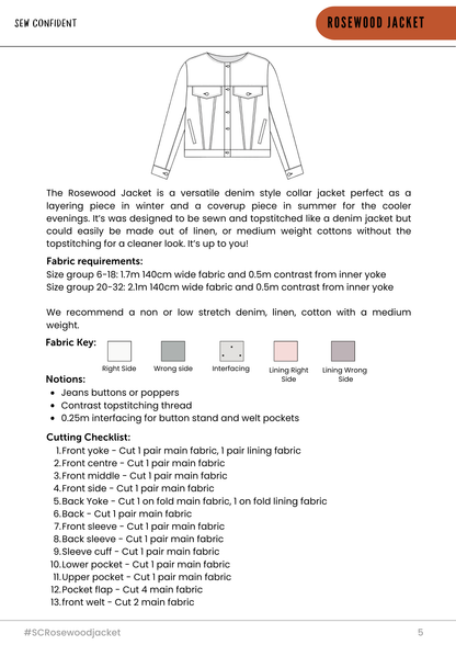 Sew Confident Rosewood Jacket Pattern