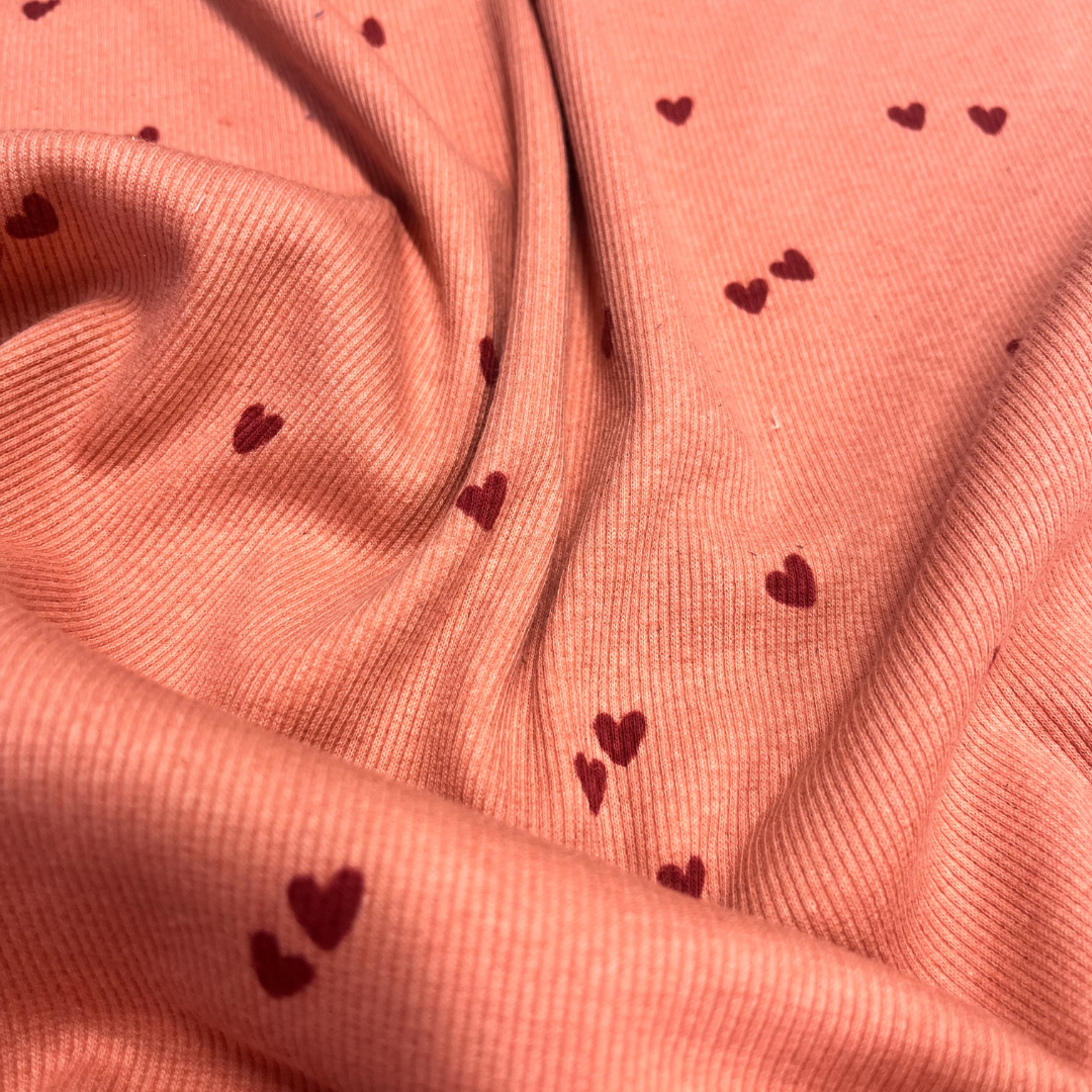 Heart print Rib Jersey | 2 Colours