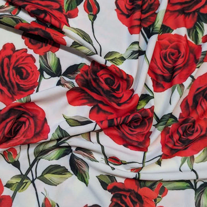 Red Roses Lycra Swimwear Fabric | 2 Colours!