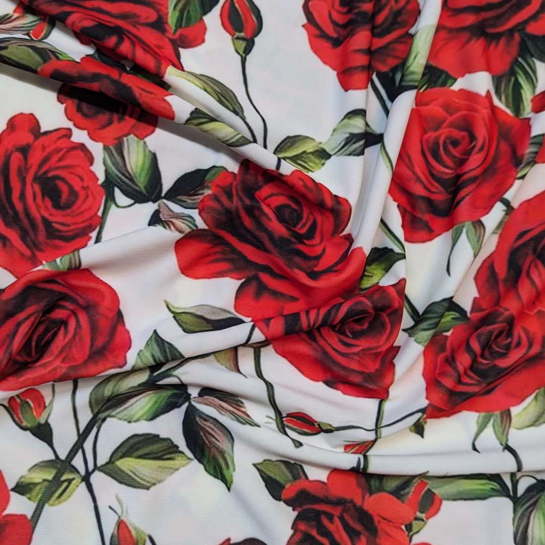 Red Roses Lycra Swimwear Fabric | 2 Colours!
