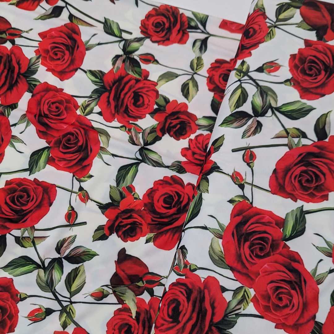 Red Roses Lycra Swimwear Fabric | 2 Colours!