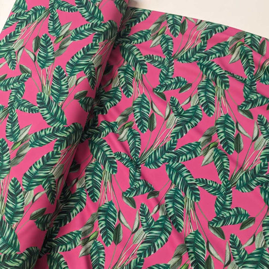 Tropical Leaves Stretch Lycra Swimwear Remnant 118cm