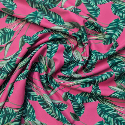 Tropical Leaves Stretch Lycra Swimwear Remnant 118cm
