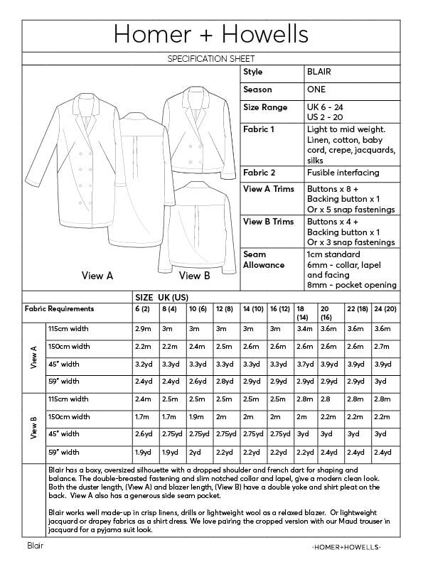 Homer and Howells Blair Coat Pattern