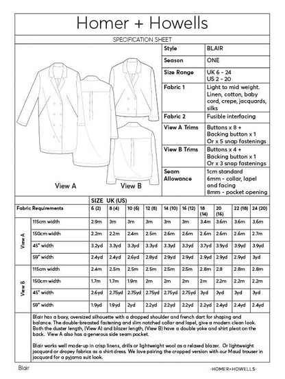 Homer and Howells Blair Coat Pattern