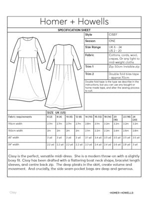 Homer and Howells Cissy Dress Pattern