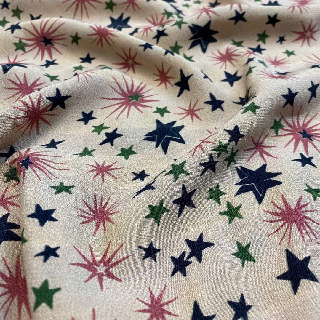 Cosmos Star Print Viscose Crepe | Fabric Godmother