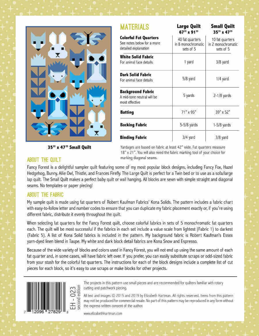 Elizabeth Hartman | Fancy Forest Quilting Pattern