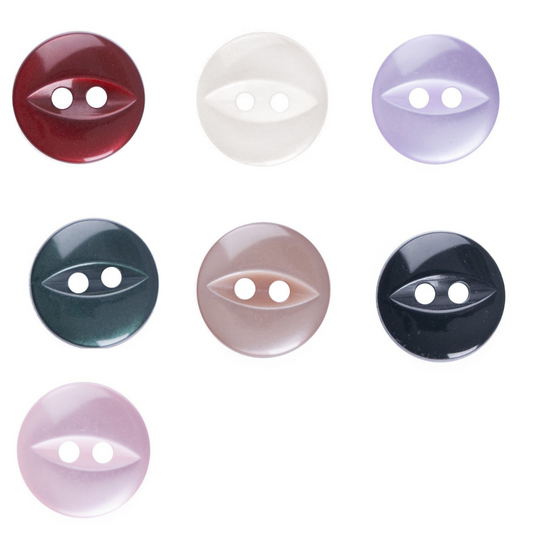 Fish Eye 2 Hole Plain Buttons : 11mm/14mm/16mm