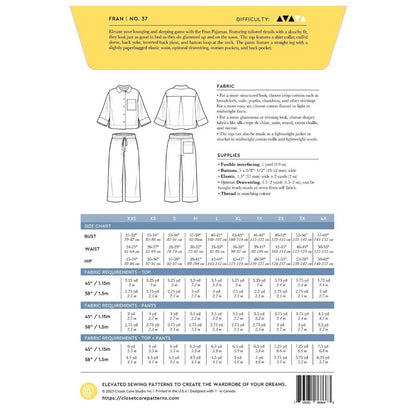 Closer Core Patterns | Fran Pyjamas Paper Pattern