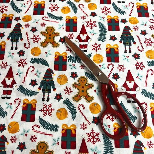 Gnome Christmas Cotton Poplin