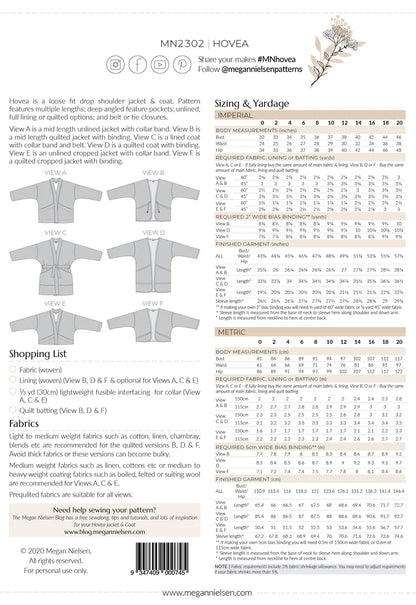 Megan Nielsen | Hovea Jacket & Coat Paper Pattern