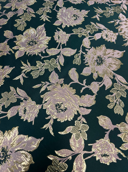 Emerald Green & Pink Brocade
