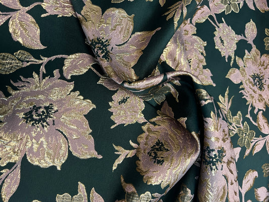 Emerald Green & Pink Brocade
