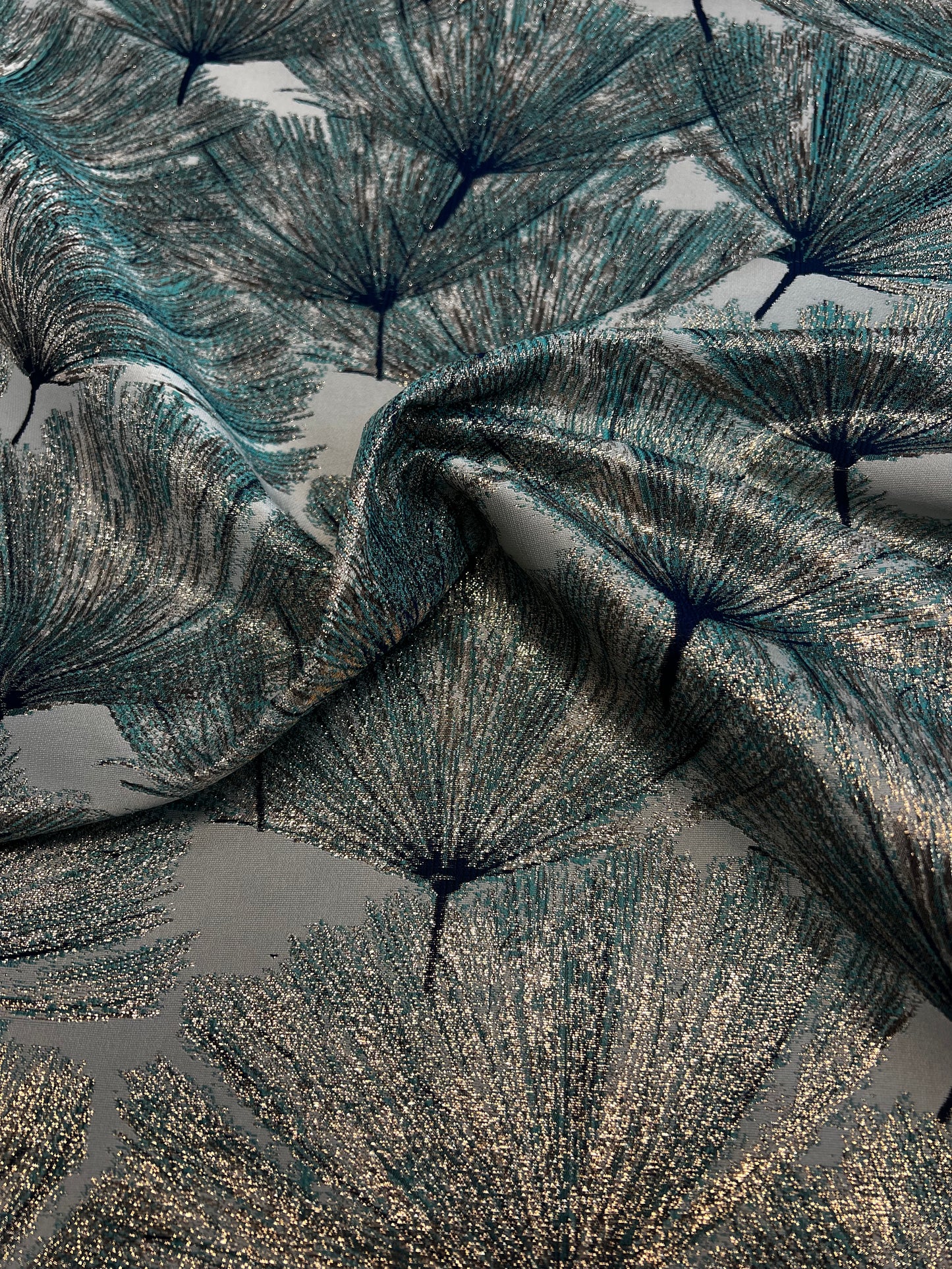 Aqua & Navy Brocade