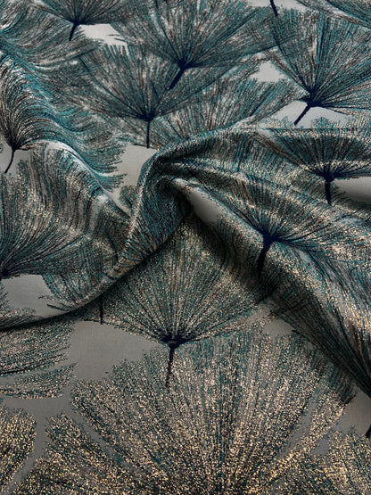 Aqua & Navy Brocade